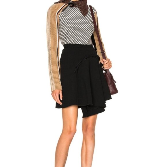 CARVEN ASYMMETRIC BLACK EMBELLISHED FLARED SKIRT M - Picture 13 of 13